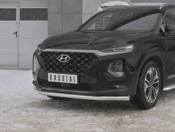 12 999 р. Защита переднего бампера (Ø63 мм, нержавейка) Russtal Hyundai Santa Fe TM дорестайлинг (2018-2021)  с доставкой в г. Санкт‑Петербург. Увеличить фотографию 4