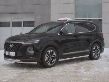 14 999 р. Защита переднего бампера (2 трубы Ø63 и 42 мм, нержавейка) Russtal Hyundai Santa Fe TM дорестайлинг (2018-2021)  с доставкой в г. Санкт‑Петербург. Увеличить фотографию 2