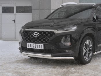 14 999 р. Защита переднего бампера (2 трубы Ø63 и 42 мм, нержавейка) Russtal Hyundai Santa Fe TM дорестайлинг (2018-2021)  с доставкой в г. Санкт‑Петербург. Увеличить фотографию 4