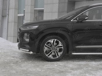 Защита переднего бампера (2 трубы Ø63 и 42 мм (углы), нержавейка) Russtal Hyundai Santa Fe 4 TM дорестайлинг (2018-2021)