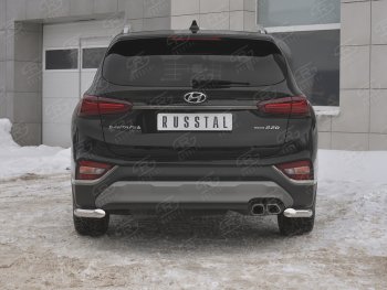 11 999 р. Защита заднего бампера (Ø63 мм уголки, нержавейка) Russtal Hyundai Santa Fe TM дорестайлинг (2018-2021)  с доставкой в г. Санкт‑Петербург. Увеличить фотографию 1