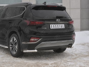 11 999 р. Защита заднего бампера (Ø63 мм уголки, нержавейка) Russtal Hyundai Santa Fe TM дорестайлинг (2018-2021)  с доставкой в г. Санкт‑Петербург. Увеличить фотографию 4