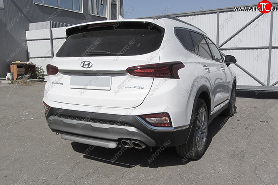 6 499 р. Защита заднего бампера Slitkoff (d57 мм) Hyundai Santa Fe TM дорестайлинг (2018-2021) (Сталь с полимерным покрытием. Цвет: серебристый)  с доставкой в г. Санкт‑Петербург