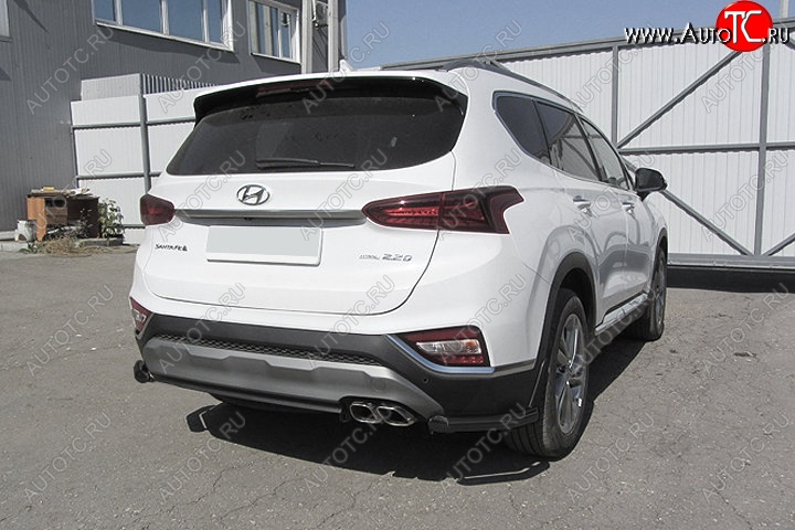 7 449 р. Защита заднего бампера Slitkoff (уголки, d57 мм)  Hyundai Santa Fe  4 TM (2018-2021) дорестайлинг (Сталь с полимерным покрытием. Цвет: чёрный)  с доставкой в г. Санкт‑Петербург