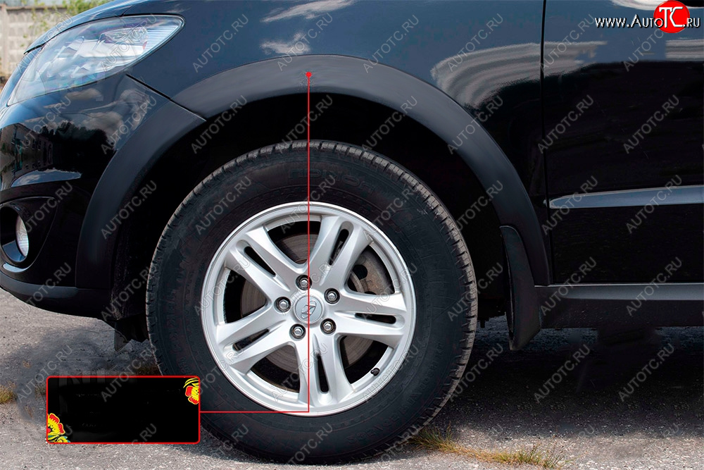 2 499 р. Расширитель арки RA (15 мм, передний левый)  Hyundai Santa Fe  CM (2006-2009) дорестайлинг (Поверхность глянец под покраску, Неокрашенный)  с доставкой в г. Санкт‑Петербург