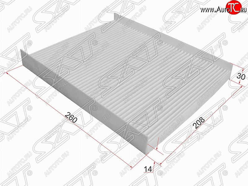 269 р. Фильтр салонный SAT (260х208х30 mm)  Hyundai Santa Fe ( CM,  DM) (2006-2019) дорестайлинг, рестайлинг, дорестайлинг, рестайлинг  с доставкой в г. Санкт‑Петербург