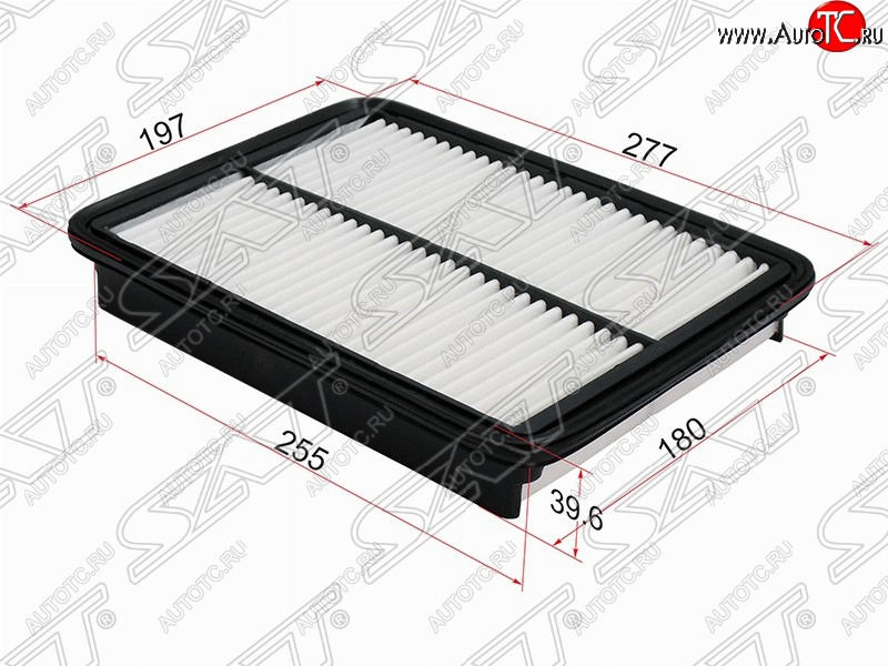 269 р. Фильтр воздушный двигателя (diesel 2.0, 2.2) SAT (277х197х39.6 mm)  Hyundai Santa Fe  CM (2009-2012), KIA Sorento  XM (2009-2015)  с доставкой в г. Санкт‑Петербург