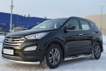 6 299 р. Защита порогов с проступями Russtal (труба D76 мм)  Hyundai Santa Fe  3 DM (2012-2016) дорестайлинг (Защита порогов с закругленными торцами (вариант 3))  с доставкой в г. Санкт‑Петербург. Увеличить фотографию 4