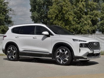 14 999 р. Защита переднего бампера Russtal (2 трубы Ø42+42 мм, нержавейка) Hyundai Santa Fe TM рестайлинг (2020-2022)  с доставкой в г. Санкт‑Петербург. Увеличить фотографию 3