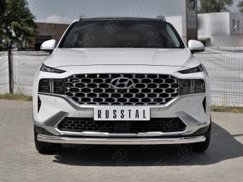 14 599 р. Защита переднего бампера (Ø63 мм, нержавейка) Russtal Hyundai Santa Fe TM рестайлинг (2020-2022)  с доставкой в г. Санкт‑Петербург. Увеличить фотографию 2