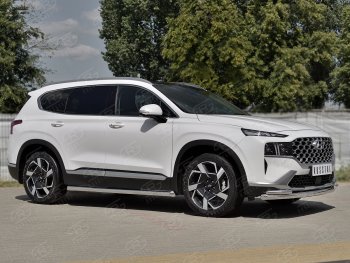 15 999 р. Защита переднего бампера (Ø63 мм с уголками Ø42 мм) Russtal Hyundai Santa Fe TM рестайлинг (2020-2022) (полированная нержавейка)  с доставкой в г. Санкт‑Петербург. Увеличить фотографию 4