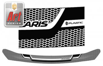 1 989 р. Дефлектор капота CA-Plastiс  Hyundai Solaris  2 (2017-2020) (Серия Art белая)  с доставкой в г. Санкт‑Петербург. Увеличить фотографию 1