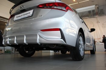 4 999 р. Накладка заднего бампера Автократ Hyundai Solaris HCR седан дорестайлинг (2017-2020) (Неокрашенная)  с доставкой в г. Санкт‑Петербург. Увеличить фотографию 4