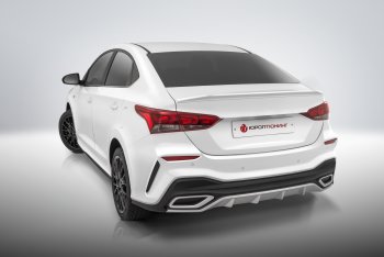 17 999 р. Задний бампер Quant Hyundai Solaris HCR седан дорестайлинг (2017-2020) (Без отверстий под парктроник, Неокрашенный)  с доставкой в г. Санкт‑Петербург. Увеличить фотографию 2