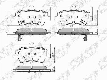 779 р. Колодки тормозные задние SAT  Hyundai Solaris  HCR (2017-2022), KIA Rio  4 FB (2016-2024)  с доставкой в г. Санкт‑Петербург. Увеличить фотографию 1