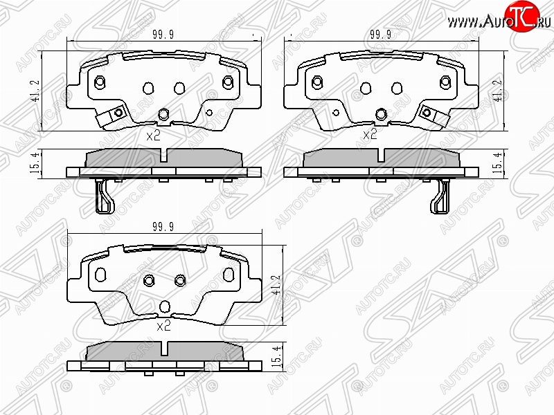 779 р. Колодки тормозные задние SAT  Hyundai Solaris  HCR (2017-2022), KIA Rio  4 FB (2016-2024)  с доставкой в г. Санкт‑Петербург