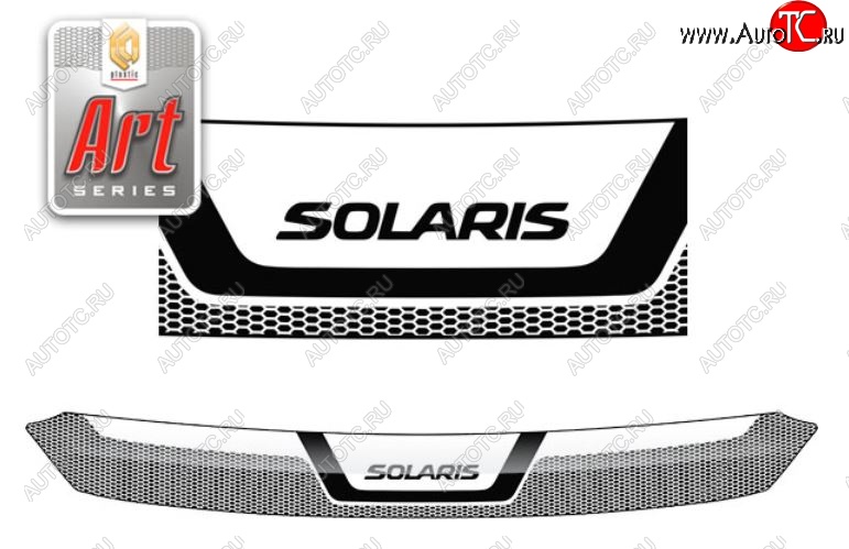 1 989 р. Дефлектор капота CA-Plastiс  Hyundai Solaris  1 хэтчбек (2010-2014) (Серия Art графит)  с доставкой в г. Санкт‑Петербург