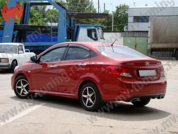 5 999 р. Пороги накладки ZEUS Hyundai Solaris RBr седан дорестайлинг (2010-2014) (Неокрашенный)  с доставкой в г. Санкт‑Петербург. Увеличить фотографию 2