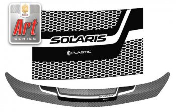 2 059 р. Дефлектор капота CA-Plastiс  Hyundai Solaris  1 хэтчбэк (2014-2017) (Серия Art серебро)  с доставкой в г. Санкт‑Петербург. Увеличить фотографию 1
