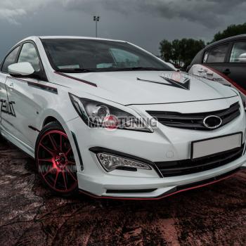 Реснички на фары ZEUS MV-Tuning Hyundai Solaris RBr хэтчбэк рестайлинг (2014-2017)