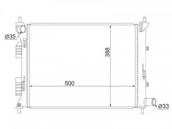 Радиатор двигателя (трубчатый, МКПП) SAT Hyundai Solaris RBr хэтчбэк рестайлинг (2014-2017)