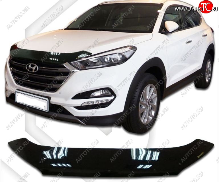 2 699 р. Дефлектор капота CA-Plastic  Hyundai Tucson  TL (2015-2021) дорестайлинг, рестайлинг (Classic черный, Без надписи)  с доставкой в г. Санкт‑Петербург