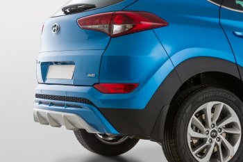 11 799 р. Накладка заднего бампера YT  Hyundai Tucson  TL (2015-2018) дорестайлинг (Неокрашенная)  с доставкой в г. Санкт‑Петербург. Увеличить фотографию 2