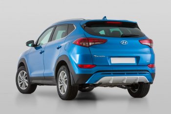 11 799 р. Накладка заднего бампера YT  Hyundai Tucson  TL (2015-2018) дорестайлинг (Неокрашенная)  с доставкой в г. Санкт‑Петербург. Увеличить фотографию 4