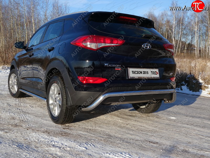 20 999 р. Защита заднего бампера ТСС (нержавейка d 60,3 мм) (кенгурин)  Hyundai Tucson  3 TL (2015-2018) дорестайлинг  с доставкой в г. Санкт‑Петербург