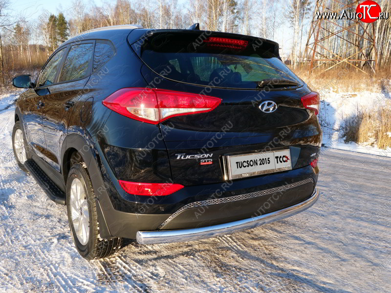 19 299 р. Защита заднего бампера (овальная) ТСС 75х42 мм  Hyundai Tucson  3 TL (2015-2018) дорестайлинг  с доставкой в г. Санкт‑Петербург