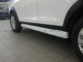 7 949 р. Накладки пластиковых порогов АВТОКРАТ Hyundai Tucson TL рестайлинг (2018-2021) (Неокрашенные)  с доставкой в г. Санкт‑Петербург. Увеличить фотографию 2