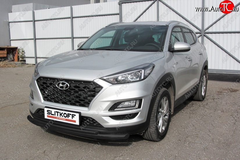 9 199 р. Защита переднего бампера Turbo Slitkoff (двойная, d57/42 мм)  Hyundai Tucson  3 TL (2018-2021) (Сталь с полимерным покрытием. Цвет: чёрный)  с доставкой в г. Санкт‑Петербург