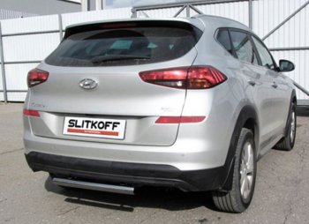 Защита заднего бампера Slitkoff (Turbo, короткая, d57) Hyundai (Хюндаи) Tucson (Туссон)  3 TL (2018-2021) 3 TL рестайлинг