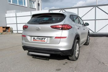 Защита заднего бампера Slitkoff (Turbo, короткая, d57) Hyundai (Хюндаи) Tucson (Туссон)  3 TL (2018-2021) 3 TL рестайлинг