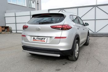 7 999 р. Защита заднего бампера Slitkoff (d57 мм)  Hyundai Tucson  TL (2018-2021) рестайлинг (Сталь с полимерным покрытием. Цвет: серебристый)  с доставкой в г. Санкт‑Петербург. Увеличить фотографию 1