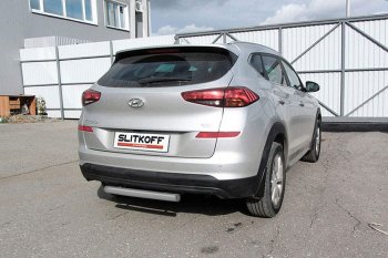 4 849 р. Защита заднего бампера Slitkoff (d57 мм)  Hyundai Tucson  TL (2018-2021) рестайлинг (Сталь с полимерным покрытием. Цвет: серебристый)  с доставкой в г. Санкт‑Петербург. Увеличить фотографию 1