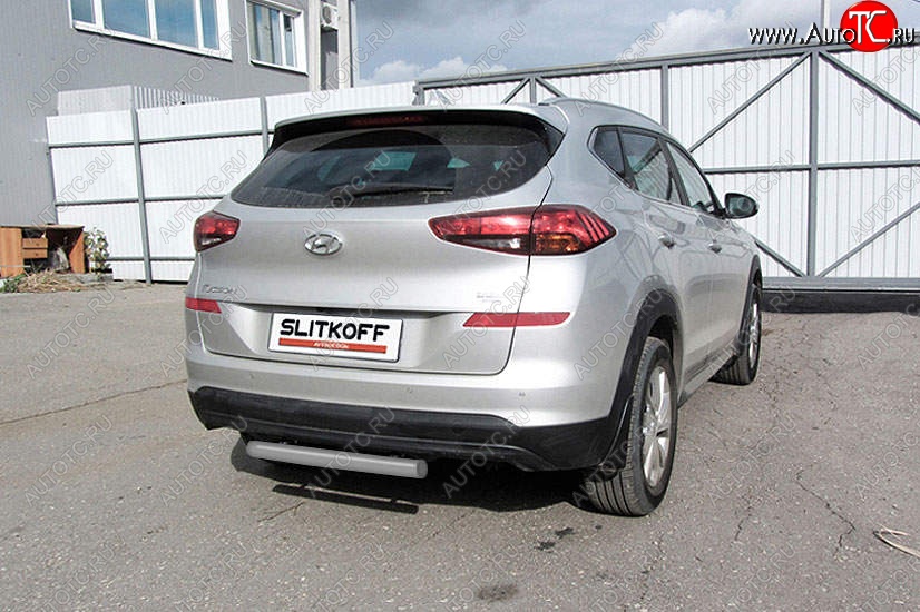 4 849 р. Защита заднего бампера Slitkoff (d57 мм)  Hyundai Tucson  TL (2018-2021) рестайлинг (Сталь с полимерным покрытием. Цвет: серебристый)  с доставкой в г. Санкт‑Петербург