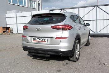 4 849 р. Защита заднего бампера Slitkoff (d57 мм)  Hyundai Tucson  TL (2018-2021) рестайлинг (Сталь с полимерным покрытием. Цвет: чёрный )  с доставкой в г. Санкт‑Петербург. Увеличить фотографию 1