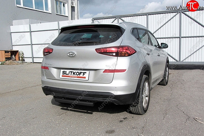 4 849 р. Защита заднего бампера Slitkoff (d57 мм)  Hyundai Tucson  TL (2018-2021) рестайлинг (Сталь с полимерным покрытием. Цвет: чёрный )  с доставкой в г. Санкт‑Петербург