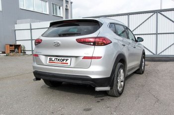 Защита заднего бампера Slitkoff (уголки, d57) Hyundai Tucson TL рестайлинг (2018-2021)