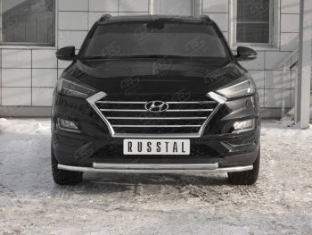 14 599 р. Защита переднего бампера (2 трубы Ø42 мм, нержавейка) Russtal Hyundai Tucson TL рестайлинг (2018-2021)  с доставкой в г. Санкт‑Петербург. Увеличить фотографию 1