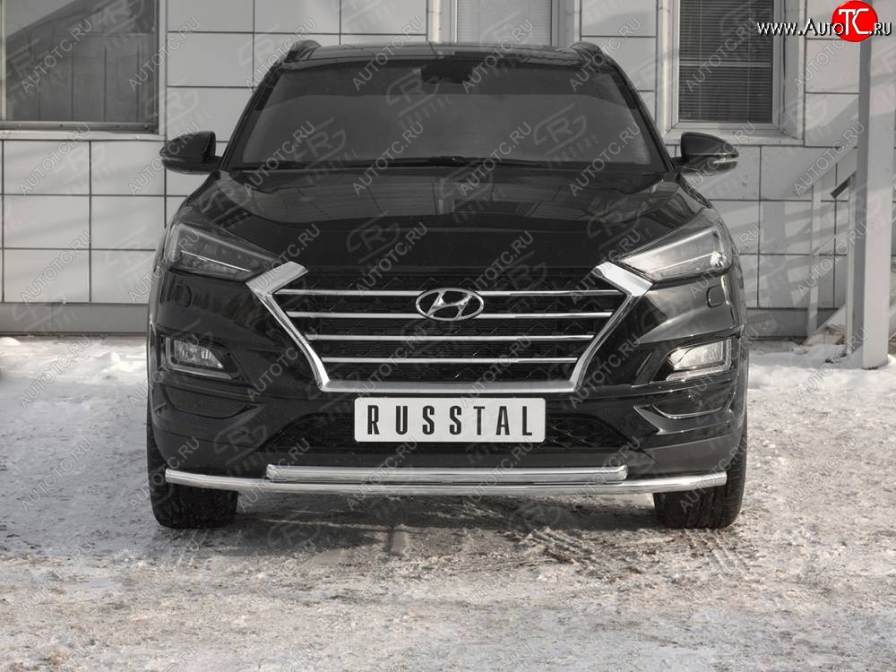 14 599 р. Защита переднего бампера (2 трубы Ø42 мм, нержавейка) Russtal Hyundai Tucson TL рестайлинг (2018-2021)  с доставкой в г. Санкт‑Петербург