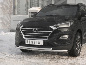 14 599 р. Защита переднего бампера (2 трубы Ø42 мм, нержавейка) Russtal Hyundai Tucson TL рестайлинг (2018-2021)  с доставкой в г. Санкт‑Петербург. Увеличить фотографию 2