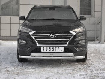 22 949 р. Защита переднего бампера (2 трубы Ø63 и 75х42 мм, нержавейка) Russtal Hyundai Tucson TL рестайлинг (2018-2021)  с доставкой в г. Санкт‑Петербург. Увеличить фотографию 1