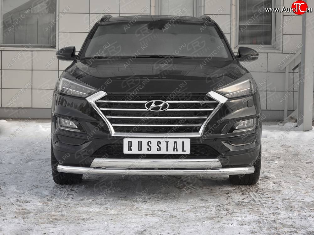 22 949 р. Защита переднего бампера (2 трубы Ø63 и 75х42 мм, нержавейка) Russtal Hyundai Tucson TL рестайлинг (2018-2021)  с доставкой в г. Санкт‑Петербург