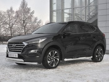 22 949 р. Защита переднего бампера (2 трубы Ø63 и 75х42 мм, нержавейка) Russtal Hyundai Tucson TL рестайлинг (2018-2021)  с доставкой в г. Санкт‑Петербург. Увеличить фотографию 2