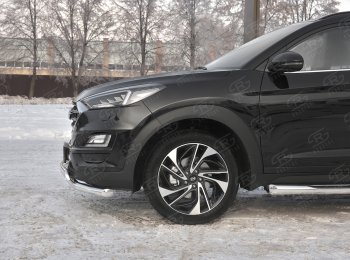 22 949 р. Защита переднего бампера (2 трубы Ø63 и 75х42 мм, нержавейка) Russtal Hyundai Tucson TL рестайлинг (2018-2021)  с доставкой в г. Санкт‑Петербург. Увеличить фотографию 3