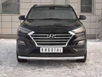 12 999 р. Защита переднего бампера (Ø 63 мм, нержавейка) Russtal Hyundai Tucson TL рестайлинг (2018-2021)  с доставкой в г. Санкт‑Петербург. Увеличить фотографию 1