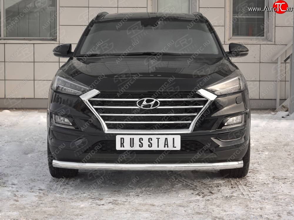 12 999 р. Защита переднего бампера (Ø 63 мм, нержавейка) Russtal Hyundai Tucson TL рестайлинг (2018-2021)  с доставкой в г. Санкт‑Петербург