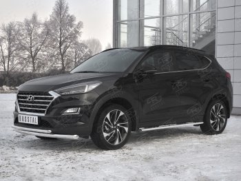 19 549 р. Защита переднего бампера (2 трубы Ø63 и 42 мм, нержавейка) SLITKOFF Hyundai Tucson TL рестайлинг (2018-2021)  с доставкой в г. Санкт‑Петербург. Увеличить фотографию 2